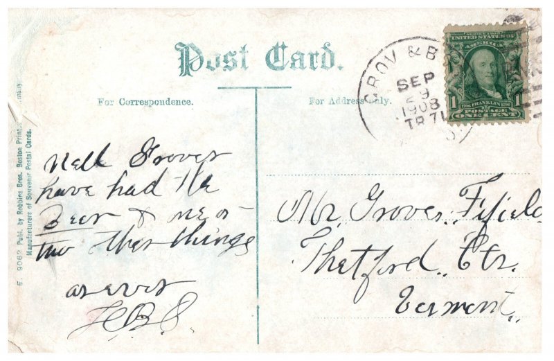 1908 Moonlit Graves Light Boston Harbor Lighthouse Vintage Postcard PM