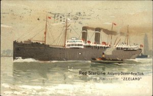 Red Star Line Steamer Twin Screw Mailstreamer Zeeland c1910 Vintage Postcard