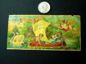 D & Co. French Candy Label Cherub Kids Boat Authentic Victorian Label L3