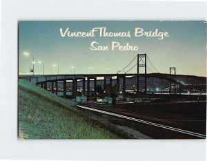 Postcard Vincent Thomas Suspension Bridge Connecting Terminal Island & San Pedro