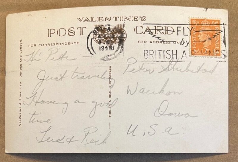 VALENTINE & SONS 1949 USED REAL PHOTO POSTCARD - CITY HALL, BELFAST, IRELAND