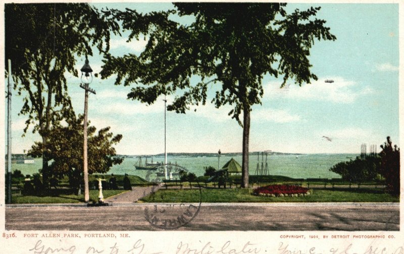 Vintage Postcard 1905 4Th Allen Park Recreational Area Landmark Portland Maine