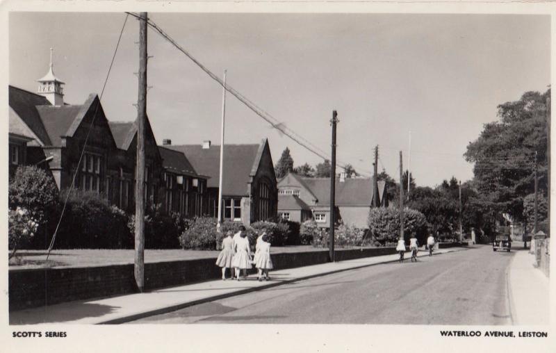 Schoolgirls On Waterloo Avenue Leiston by Suffolk Cyclists Real Photo Postcard