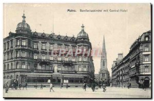 Mainz Old Postcard Bonifaciuskirche put Central Hotel