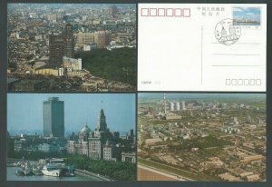 1987 PPC Shanghi China 10 Postcards W/Special Cancels Red Set W/Folder & Data--