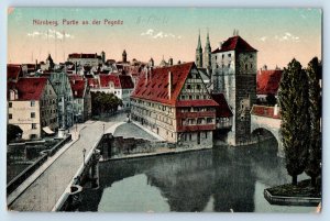 Nuremberg Bavaria Germany Postcard Section of the Pegnitz 1911 Antique