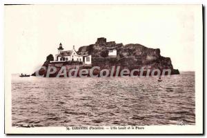 Old Postcard Carantec L'Ile Louet And The Lighthouse