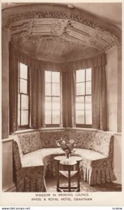 RP: GRANTHAM , England , 00-10s ; Window in smoking Lounge , Angel & Royal Hotel