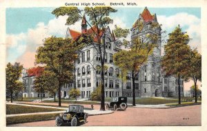 DETROIT, Michigan MI     CENTRAL HIGH SCHOOL    1930 Vintage Postcard