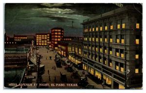 Mesa Avenue by Night, El Paso, TX Postcard *5F5