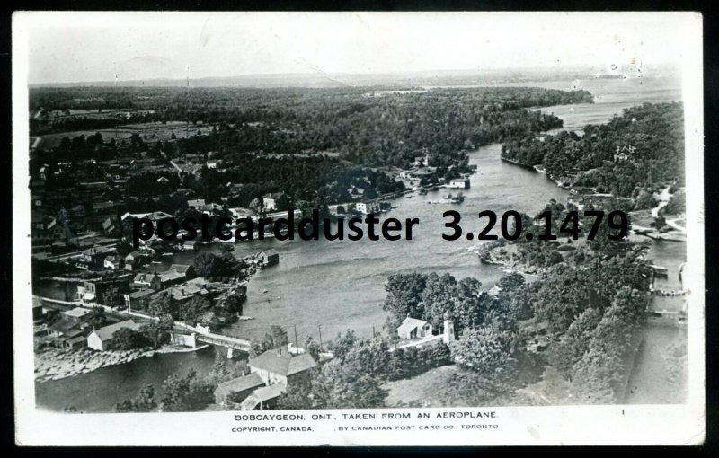 1479 - BOBCAYGEON Ontario 1947 Aerial View. Real Photo Postcard