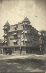 Rockland ME Hotel Narragansett & Old Car c1910 Real Photo Postcard