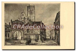 Old Postcard Burgundy On past Portico Church and St Peter Auxerre after a lit...