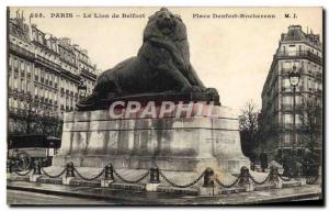 Old Postcard Paris The Lion Belfort Place Denfert Rochereau