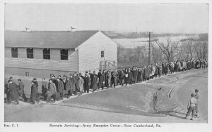 Recruits Arriving, U.S. Army Reception Center, New Cumberland, PA, WWII Postcard