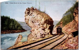 Niagara NY-New York, Giant Rock in The Gorge, Rock Formation, Railroad Postcard