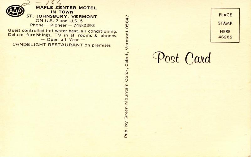 VT - St Johnsbury. Maple Center Motel