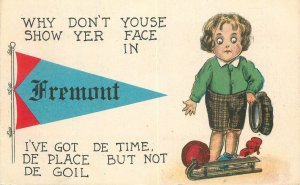 Postcard C-1910 Fremont Civic Booster Boy Sled 22-12690