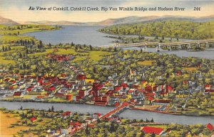 Catskill Creek, Rip Van Winkle Bridge and Hudson River Catskill Mountains, Ne...