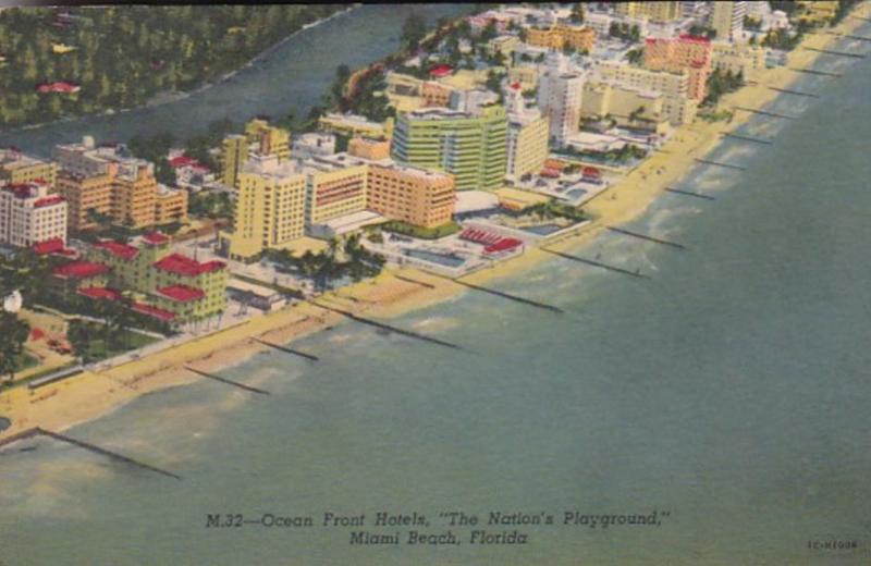 Florida Miami Beach Ocean Front Hotels 1964 Curteich
