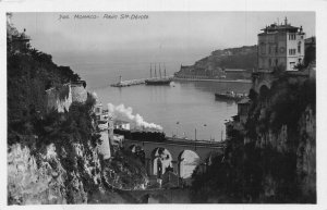 L117 Monaco Ravin Ste Devote Bridge Steam Locomotive Boats vintage postcard