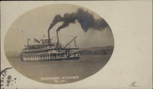 Iowa & Illinois Missississpi River Steamer Boat W.W. Paddle Wheel c1905 RPPC