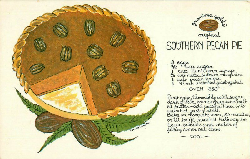 Postcard Gran'ma Gold's Pecan Pie 