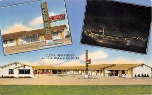 PIONEER LODGE Clovis, New Mexico Roadside ca 1950s Chrome Vintage Postcard