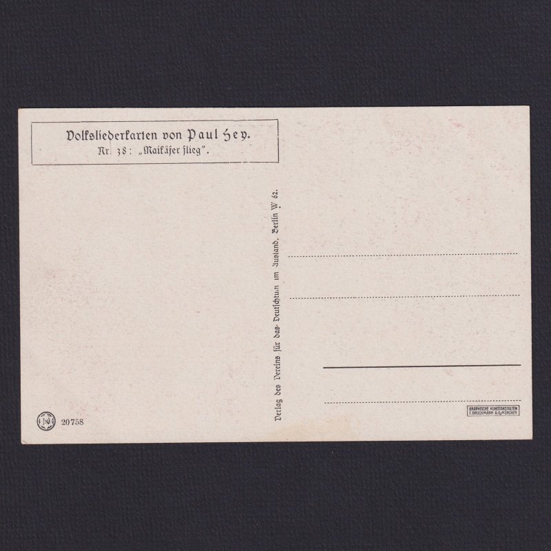 GERMANY, Postcard, Paul Hey, #38, 'Maikäfer flieg'