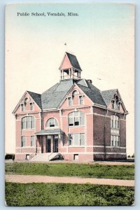 Verndale Minnesota Postcard Public School Building Exterior Scene 1913 Antique