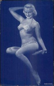 Sexy Burlesque Showgirl Semi-Nude 1920s-30s Arcade Exhibit Card Blue Tint #10 