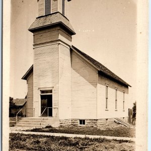 c1910s Linden, IA RPPC Christian Church Sharp Real Photo Postcard Clapboard A107