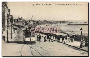 Postcard Old Tram Train Sainte Adresse View d & # 39ensemble Maritime Boulevard