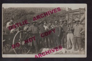 Wentworth SOUTH DAKOTA RPPC c1910 THRESHING CREW Posing DRINKING BEER SD