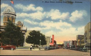 Dothan Alabama AL Main Street Sears Colorful Linen Vintage Postcard