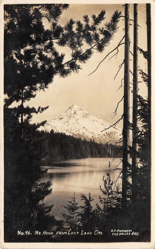 RPPC Mt. Hood from Lost Lake, Oregon Markham Photo ca 1930s Vintage Postcard