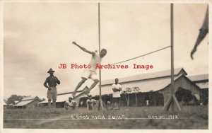 Black Americana, RPPC, Camp McGrath Philippines 1913, High Jump