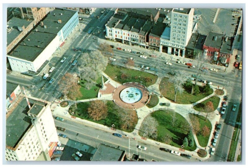c1960 Aerial View Centers Ely Park Public Square Elyria Ohio OH Vintage Postcard