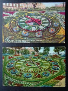 Scotland 2 x EDINBURGH West Princess Street FLORAL CLOCKS c1920s Postcard