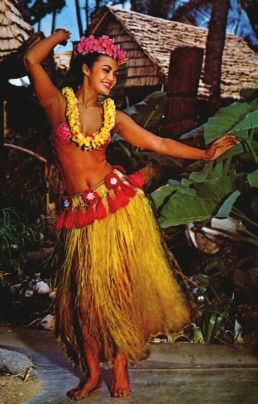 Hawaii Tahiatian Dancers Waikiki Chrome Postcard 03.96 