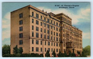 WAUKEGAN, Illinois IL ~ ST. THERESE'S HOSPITAL c1940s Lake County  Postcard