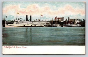 Albany NY Steamer C.W. Morse Hudson River Night Line Postcard 1917