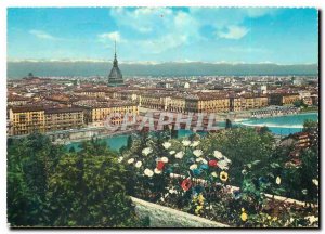 Modern Postcard General view Turin and Molo Antonellians