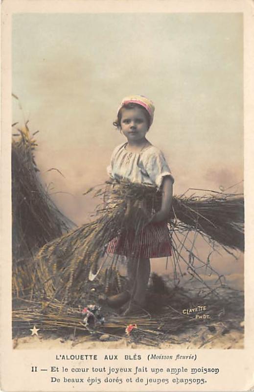 L'Alouette Aux Bles Clayette Photo Child, People Photo Postal Used Unknown 