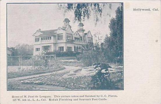 California Hollywood Home Of M Paul Longpre This Picture Taken And Finished B...