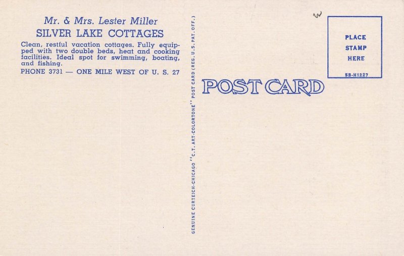 Silver Lake Cottages Wolverine Michigan linen postcard