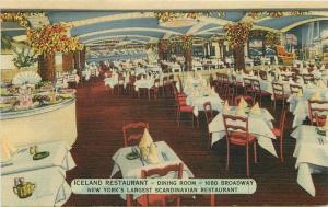 Iceland Restaurant interior New York City Teich 1940s Postcard linen 1139