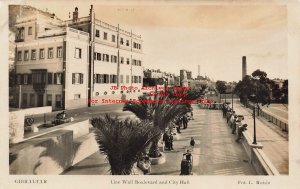 United Kingdom, Gibraltar, RPPC, Line Wall Blvd, City Hall, Roisin Photo