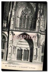 Old Postcard Coutances Cathedral Portal