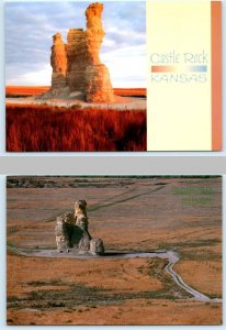 2 Postcard CASTLE ROCK near Quinter, Kansas KS~ GOVE COUNTY Rock Formation 4x6